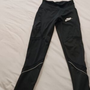 Nike Kids Black Leggings with White Logo
